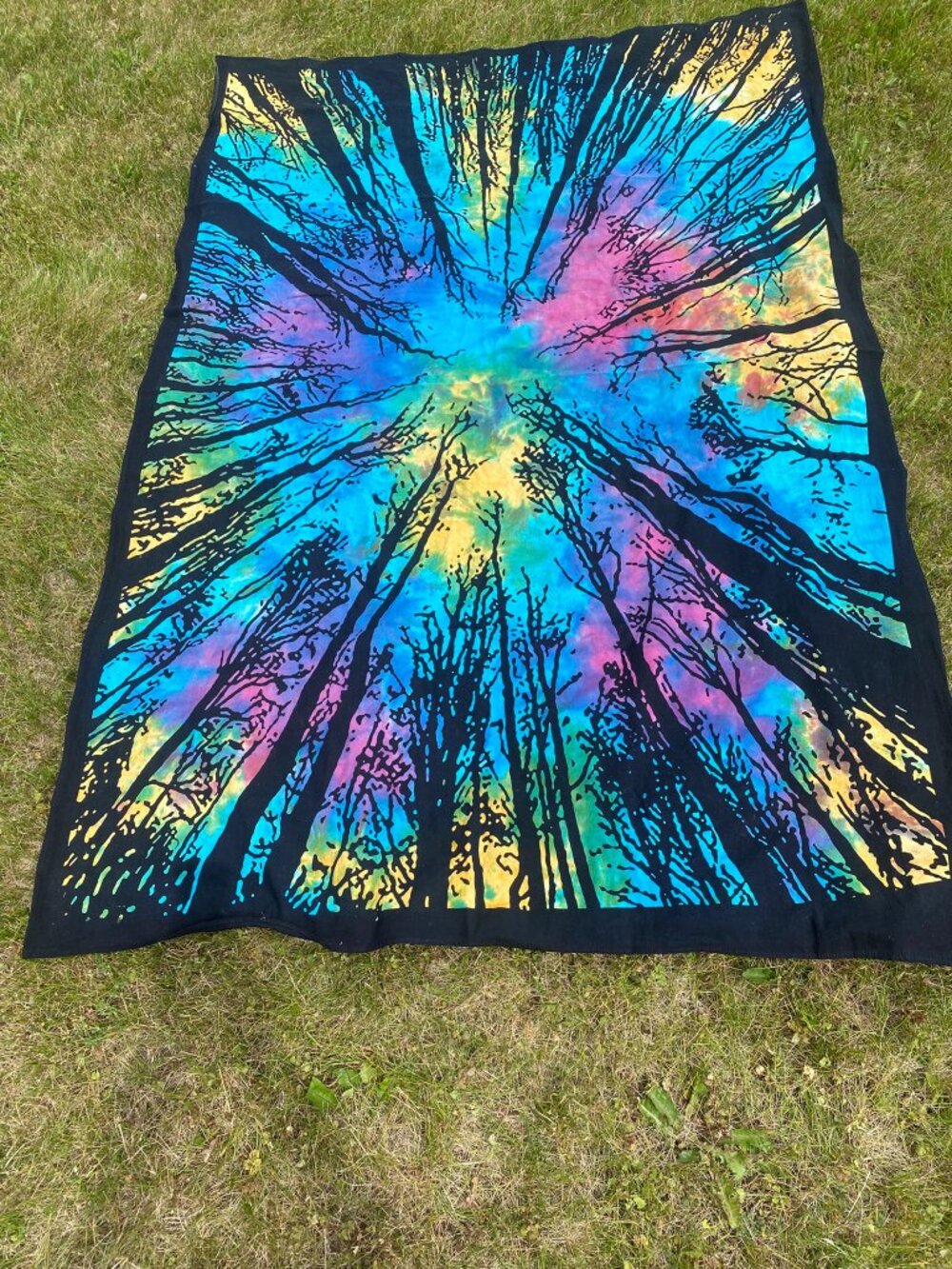 Tie Dye Cotton Tapestry Handmade Boho Wall Hanging, Tablecloth, Blanket